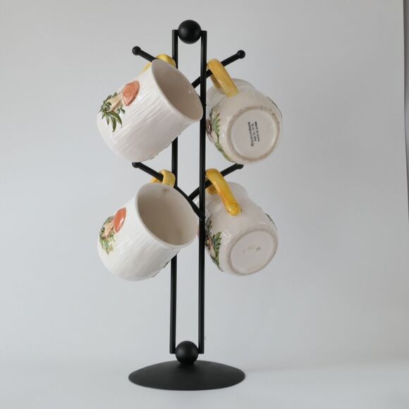 Sears Roebuck Japan Merry Mushroom 4 Mugs Creamer Stand MCM Retro Grannycore - Picture 4 of 15